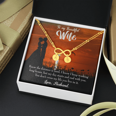 To My Wife Knowing The Distance Infinity Bracelet With Initial Charms - Infinity Bracelet