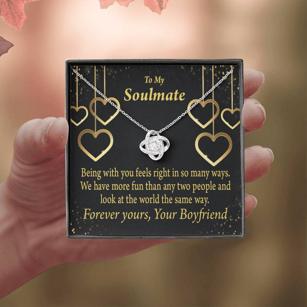 To My Girlfriend Life Is Good With You In It Love Knot Pendant Necklace Stainless Steel W Cz Stone - Luxury Love Knot Necklace Meanful Gift Idea For Her/Him