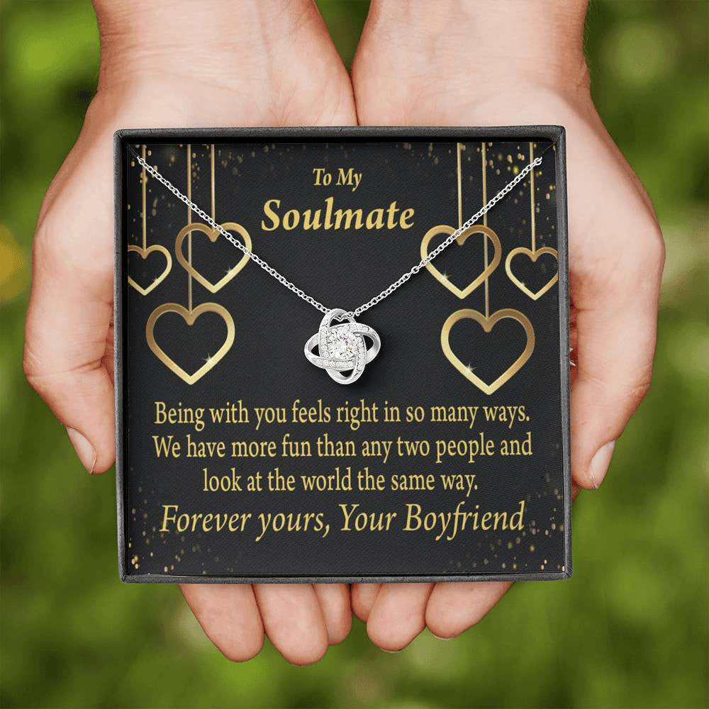 To My Girlfriend Life Is Good With You In It Love Knot Pendant Necklace Stainless Steel W Cz Stone - Luxury Love Knot Necklace Meanful Gift Idea For Her/Him