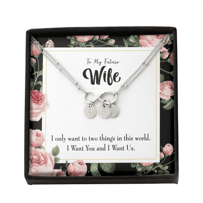 To My Wife I Want Us Infinity Bracelet With Initial Charms - Infinity Bracelet