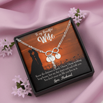To My Wife Knowing The Distance Infinity Bracelet With Initial Charms - Infinity Bracelet
