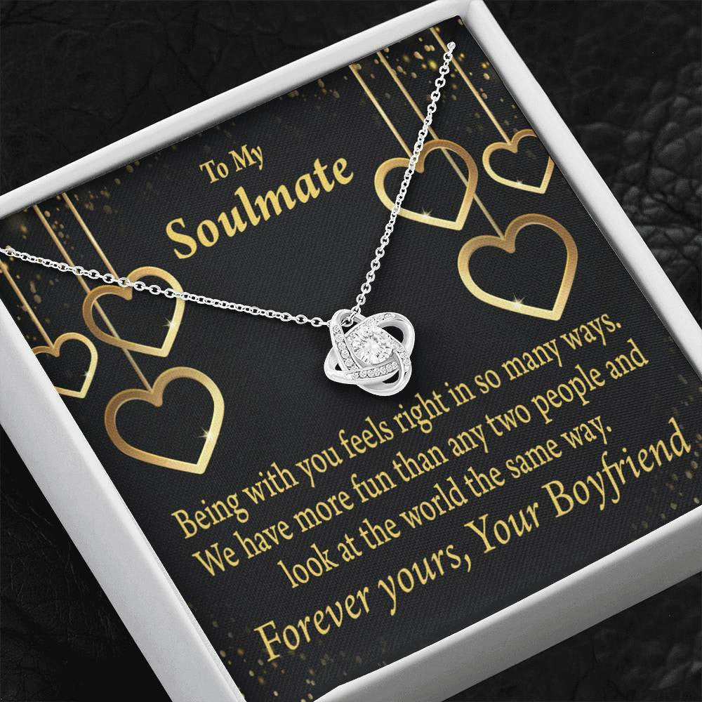 To My Girlfriend Life Is Good With You In It Love Knot Pendant Necklace Stainless Steel W Cz Stone - Luxury Love Knot Necklace Meanful Gift Idea For Her/Him