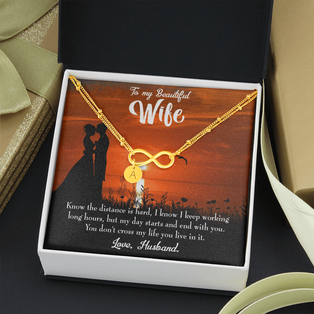 To My Wife Knowing The Distance Infinity Bracelet With Initial Charms - Infinity Bracelet