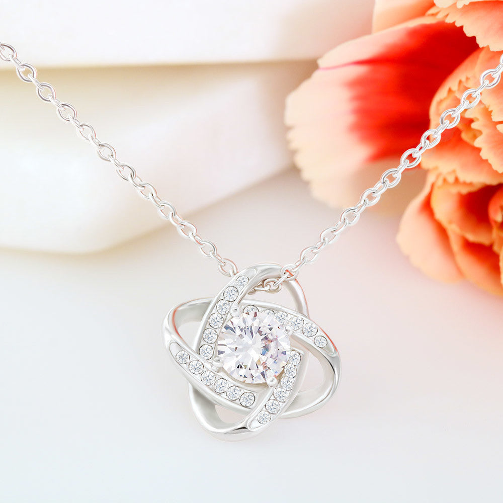 To My Girlfriend Life Is Good With You In It Love Knot Pendant Necklace Stainless Steel W Cz Stone - Luxury Love Knot Necklace Meanful Gift Idea For Her/Him