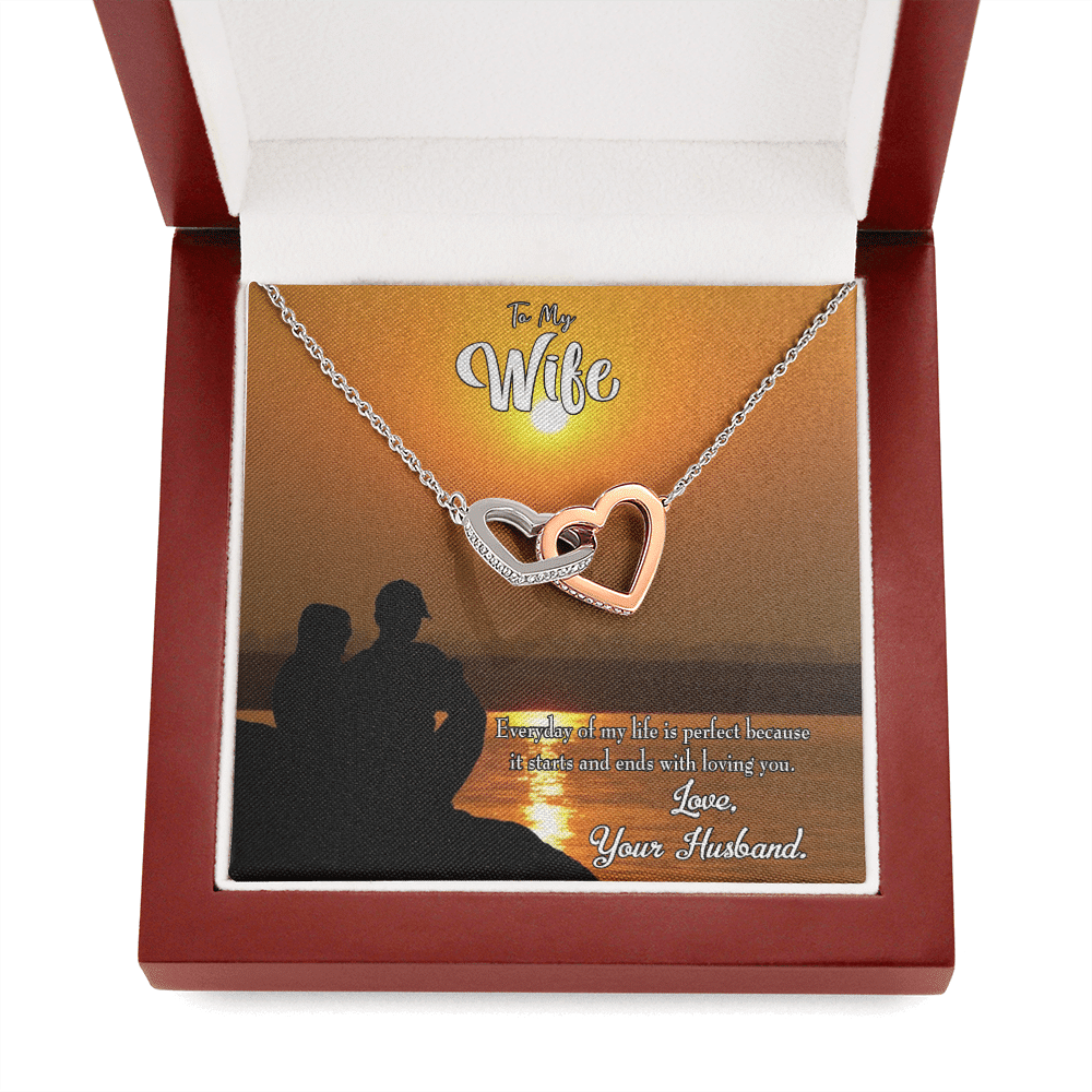 Wife Gift For Wife Birthday Life Is Perfect Inseparable Love Pendant 18k Rose Gold Finish 16� - Interlocking Hearts Necklace