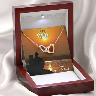 Wife Gift For Wife Birthday Life Is Perfect Inseparable Love Pendant 18k Rose Gold Finish 16� - Interlocking Hearts Necklace