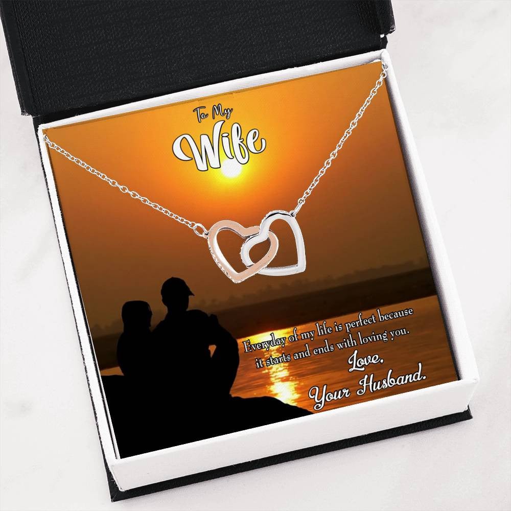 Wife Gift For Wife Birthday Life Is Perfect Inseparable Love Pendant 18k Rose Gold Finish 16� - Interlocking Hearts Necklace