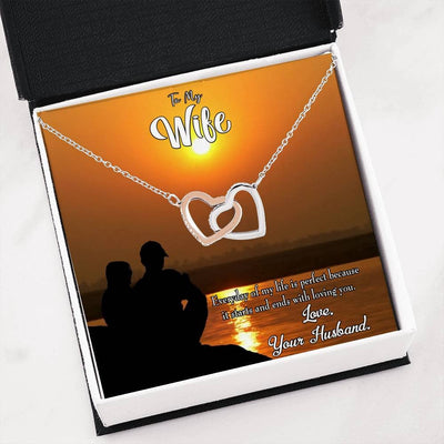 Wife Gift For Wife Birthday Life Is Perfect Inseparable Love Pendant 18k Rose Gold Finish 16� - Interlocking Hearts Necklace