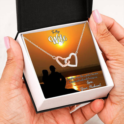 Wife Gift For Wife Birthday Life Is Perfect Inseparable Love Pendant 18k Rose Gold Finish 16� - Interlocking Hearts Necklace