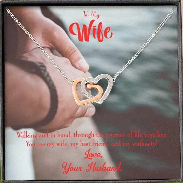 Wife Gift For Wife Birthday To My Soulmate Inseparable Love Pendant 18k Rose Gold Finish 16� - Interlocking Hearts Necklace
