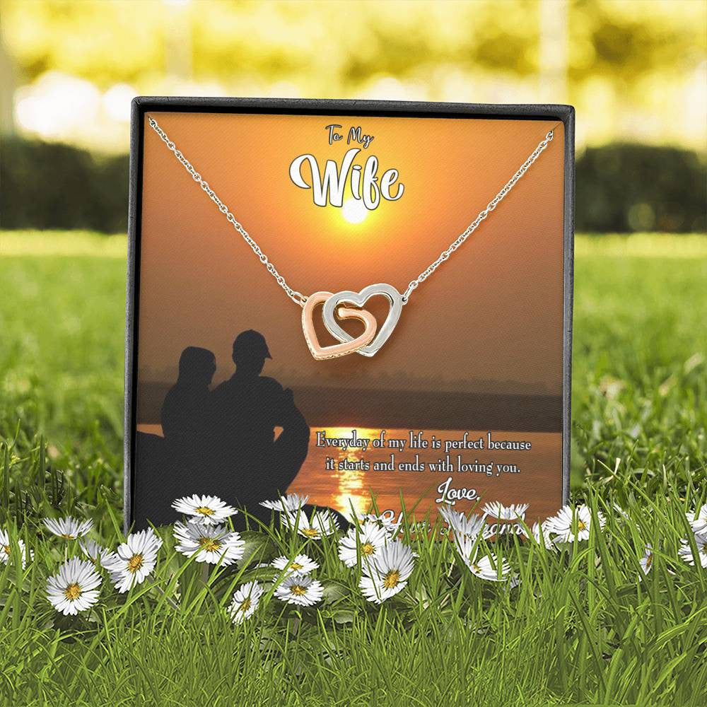 Wife Gift For Wife Birthday Life Is Perfect Inseparable Love Pendant 18k Rose Gold Finish 16� - Interlocking Hearts Necklace