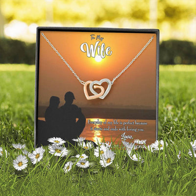 Wife Gift For Wife Birthday Life Is Perfect Inseparable Love Pendant 18k Rose Gold Finish 16� - Interlocking Hearts Necklace