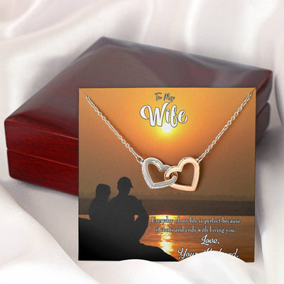 Wife Gift For Wife Birthday Life Is Perfect Inseparable Love Pendant 18k Rose Gold Finish 16� - Interlocking Hearts Necklace