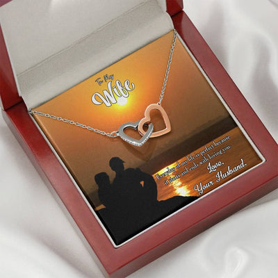 Wife Gift For Wife Birthday Life Is Perfect Inseparable Love Pendant 18k Rose Gold Finish 16� - Interlocking Hearts Necklace