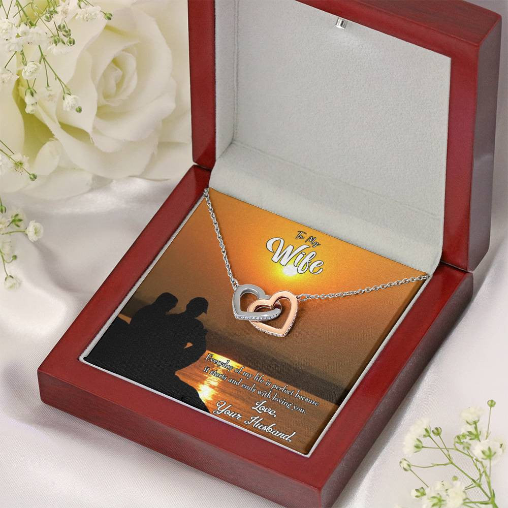 Wife Gift For Wife Birthday Life Is Perfect Inseparable Love Pendant 18k Rose Gold Finish 16� - Interlocking Hearts Necklace