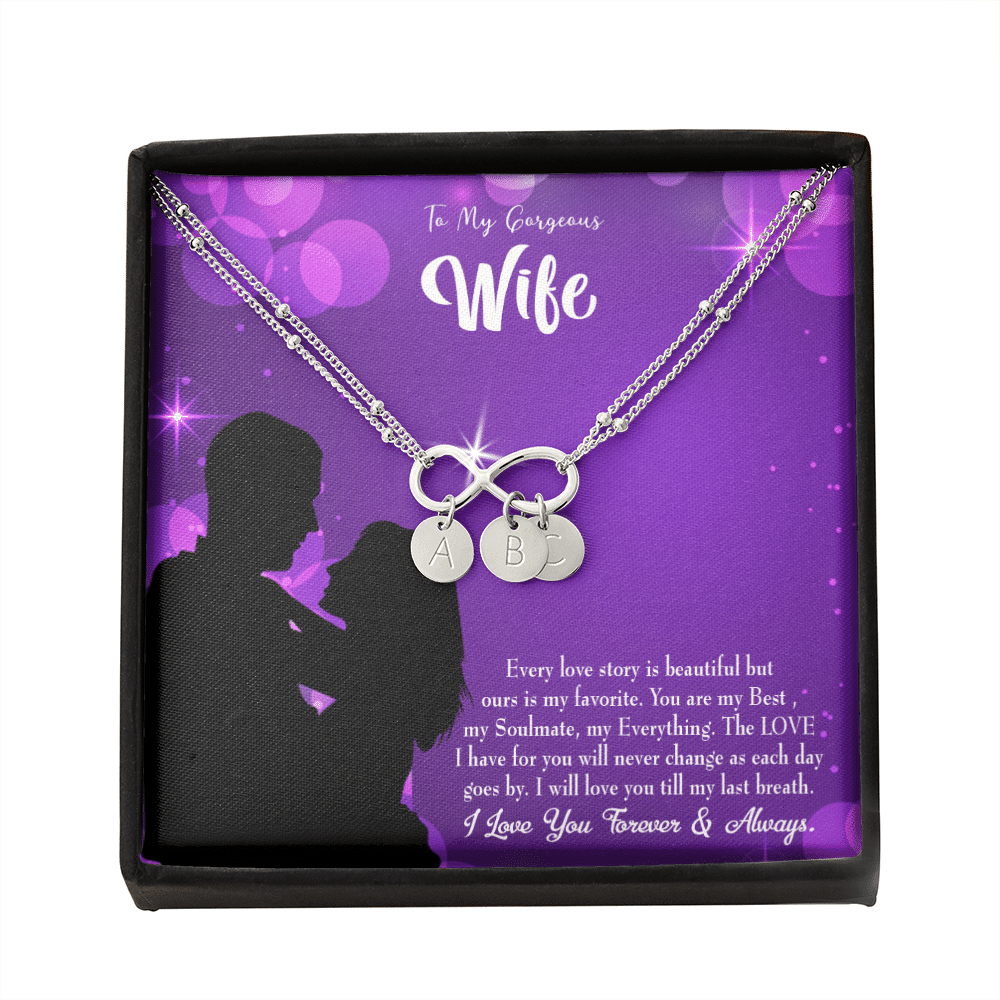 To My Wife Favorite Story Infinity Bracelet With Initial Charms - Infinity Bracelet