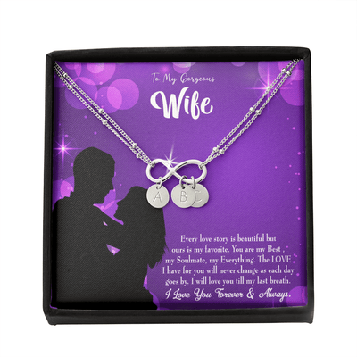To My Wife Favorite Story Infinity Bracelet With Initial Charms - Infinity Bracelet