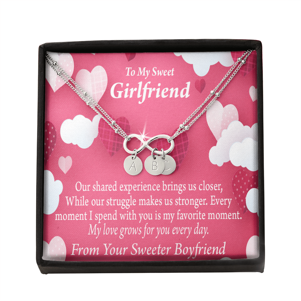 Every Moment Spent With You Girlfriend Card Infinity Bracelet With Initial Charms - Infinity Bracelet