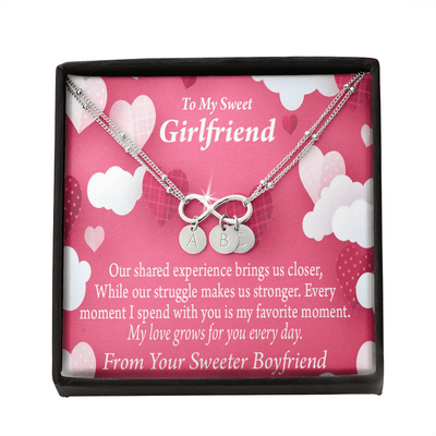 Every Moment Spent With You Girlfriend Card Infinity Bracelet With Initial Charms - Infinity Bracelet