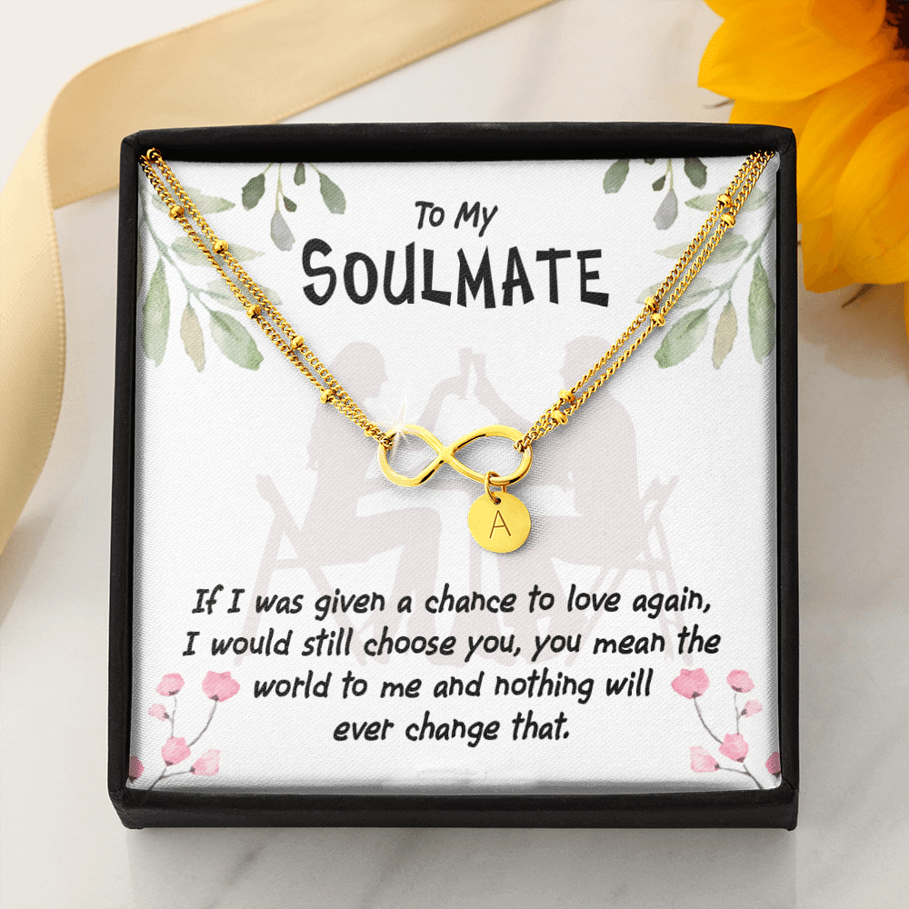 To My Girlfriend You Mean The World Infinity Bracelet With Initial Charms - Infinity Bracelet