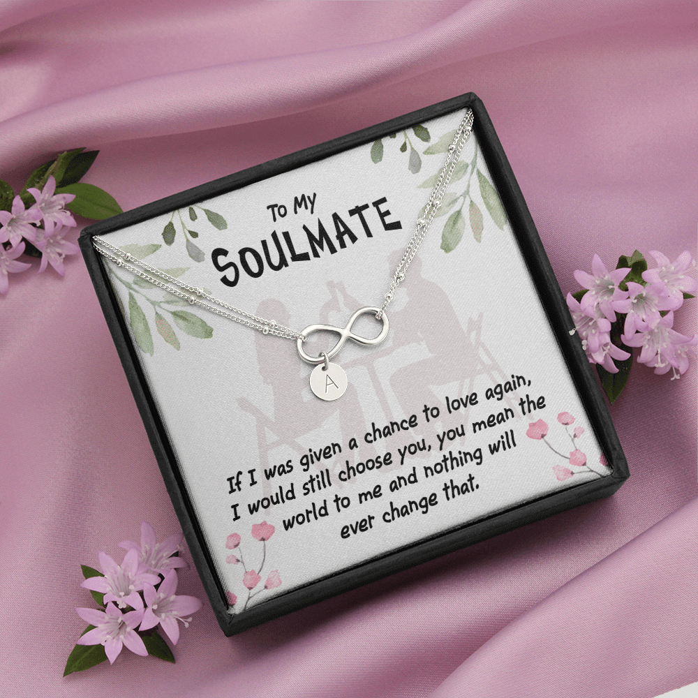 To My Girlfriend You Mean The World Infinity Bracelet With Initial Charms - Infinity Bracelet