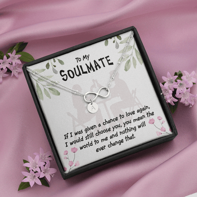 To My Girlfriend You Mean The World Infinity Bracelet With Initial Charms - Infinity Bracelet
