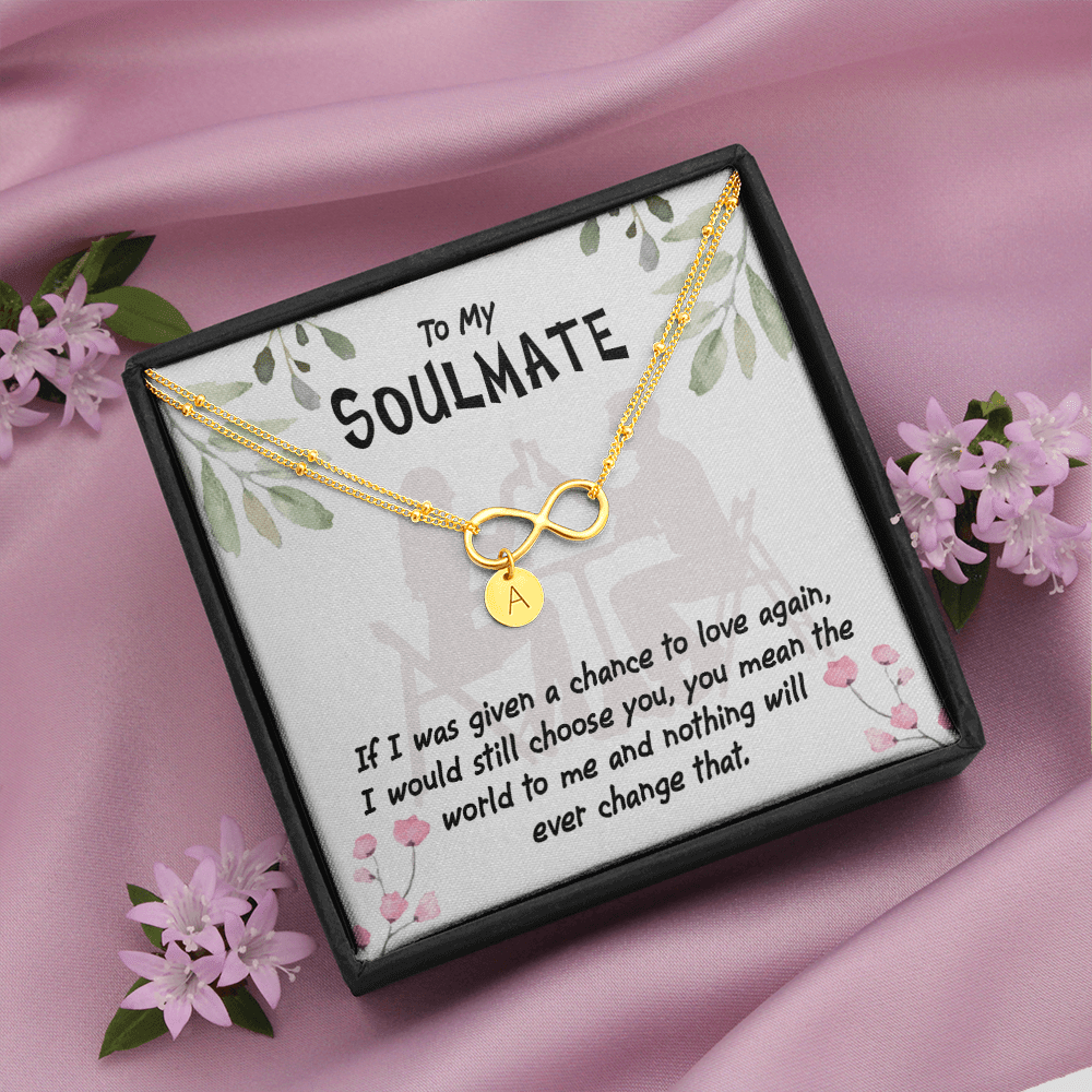 To My Girlfriend You Mean The World Infinity Bracelet With Initial Charms - Infinity Bracelet