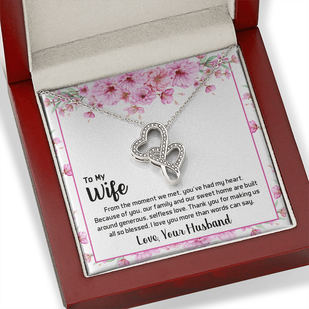 To My Wife From The Moment We Met Double Hearts Necklace Message Card - Double Hearts Necklace