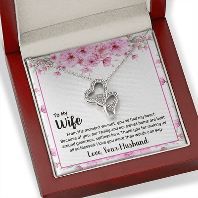 To My Wife From The Moment We Met Double Hearts Necklace Message Card - Double Hearts Necklace