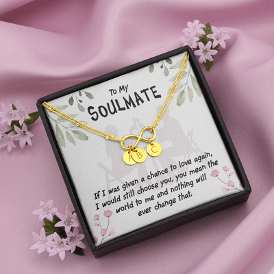 To My Girlfriend You Mean The World Infinity Bracelet With Initial Charms - Infinity Bracelet