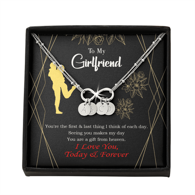 To My Girlfriend You Make My Day Infinity Bracelet With Initial Charms - Infinity Bracelet