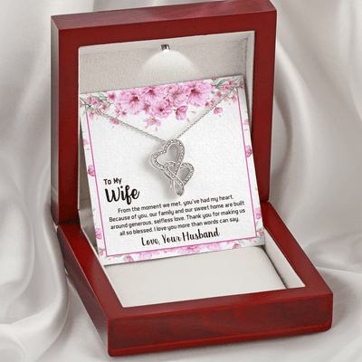 To My Wife From The Moment We Met Double Hearts Necklace Message Card - Double Hearts Necklace