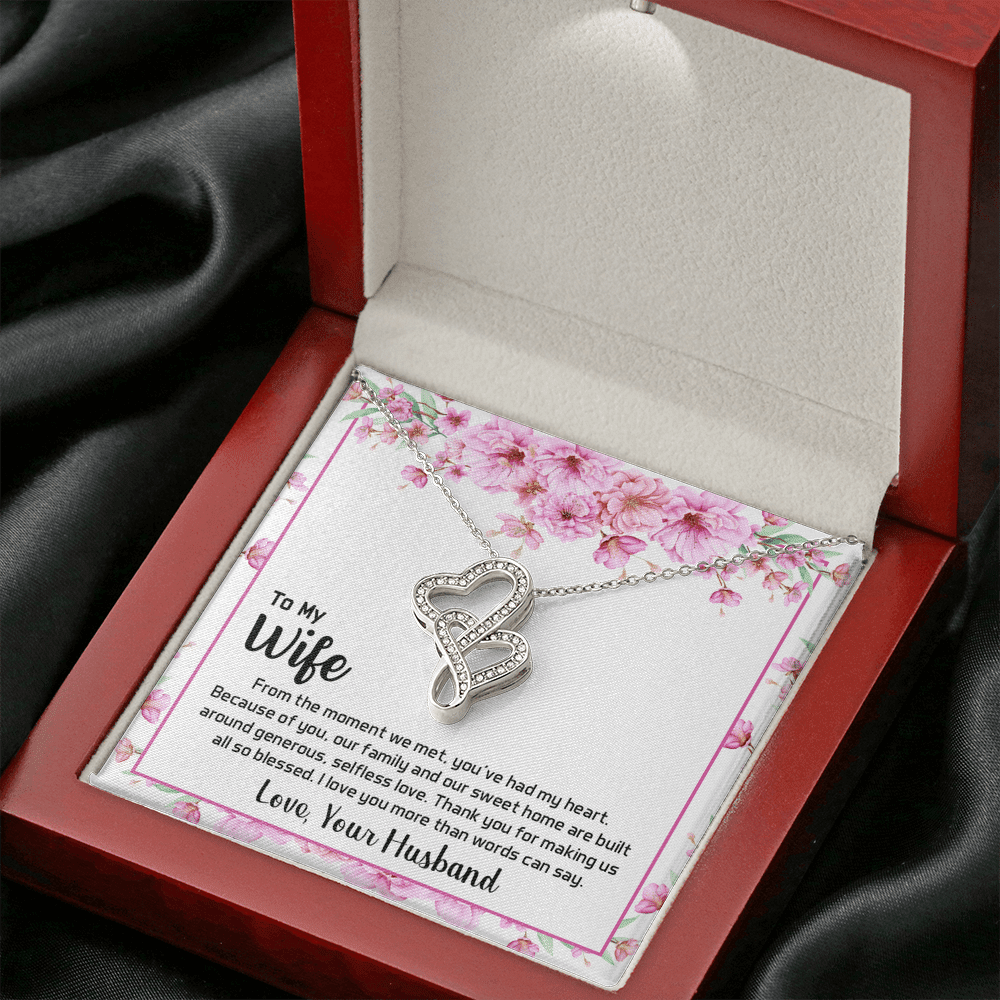 To My Wife From The Moment We Met Double Hearts Necklace Message Card - Double Hearts Necklace