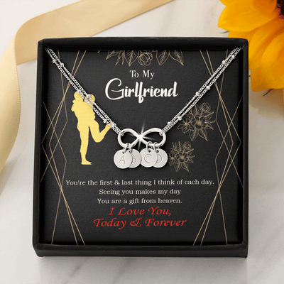To My Girlfriend You Make My Day Infinity Bracelet With Initial Charms - Infinity Bracelet