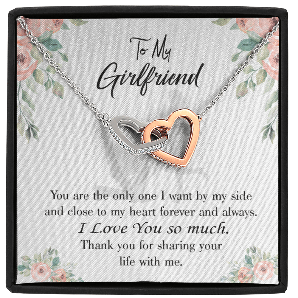 Girlfriend Necklace Message Card By My Side Inseparable Love Pendant Surgical Steel Girlfriend Birthday Card Romantic - Interlocking Hearts Necklace
