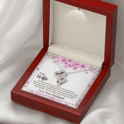 To My Wife From The Moment We Met Double Hearts Necklace Message Card - Double Hearts Necklace