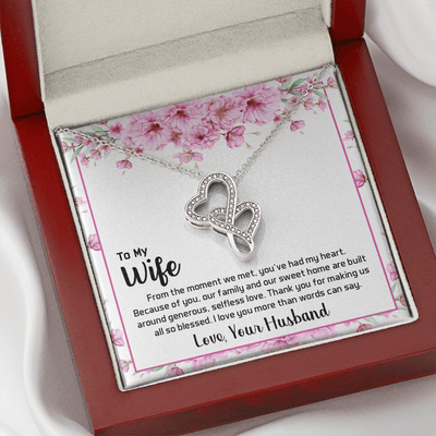 To My Wife From The Moment We Met Double Hearts Necklace Message Card - Double Hearts Necklace