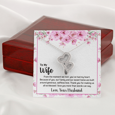 To My Wife From The Moment We Met Double Hearts Necklace Message Card - Double Hearts Necklace