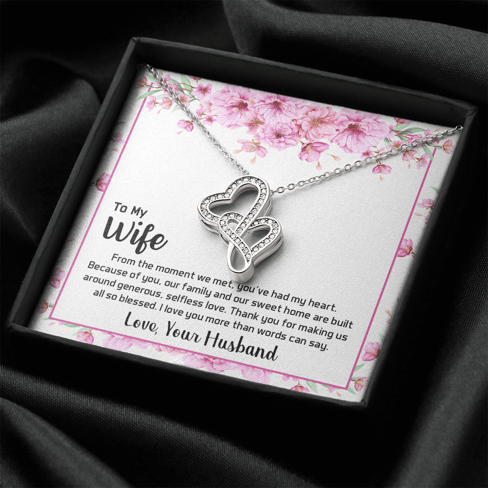 To My Wife From The Moment We Met Double Hearts Necklace Message Card - Double Hearts Necklace