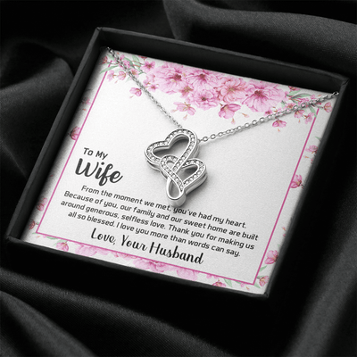 To My Wife From The Moment We Met Double Hearts Necklace Message Card - Double Hearts Necklace