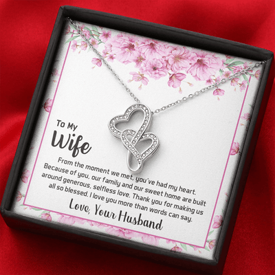 To My Wife From The Moment We Met Double Hearts Necklace Message Card - Double Hearts Necklace