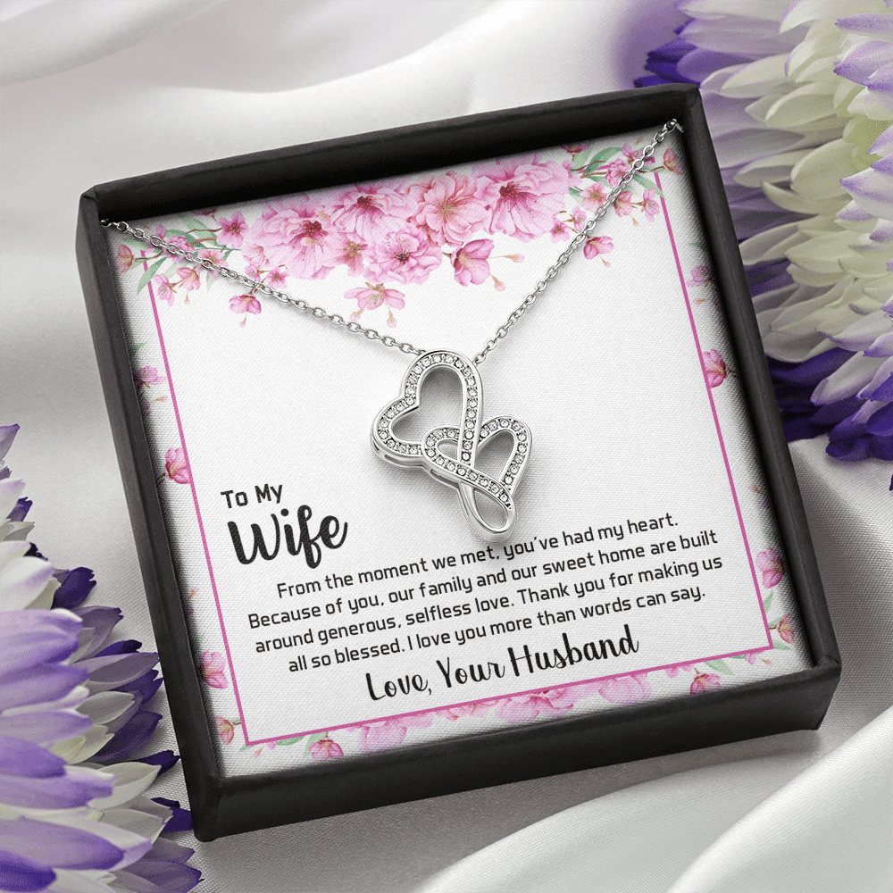 To My Wife From The Moment We Met Double Hearts Necklace Message Card - Double Hearts Necklace