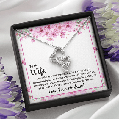 To My Wife From The Moment We Met Double Hearts Necklace Message Card - Double Hearts Necklace