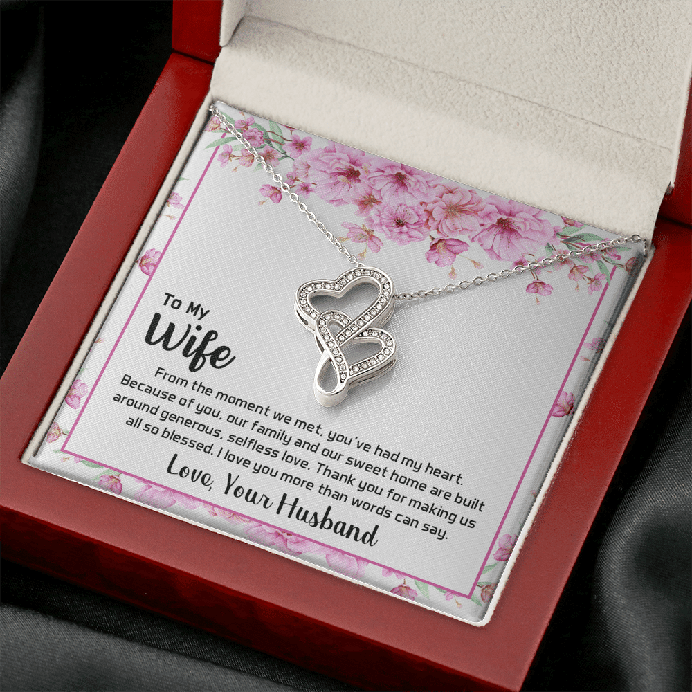 To My Wife From The Moment We Met Double Hearts Necklace Message Card - Double Hearts Necklace