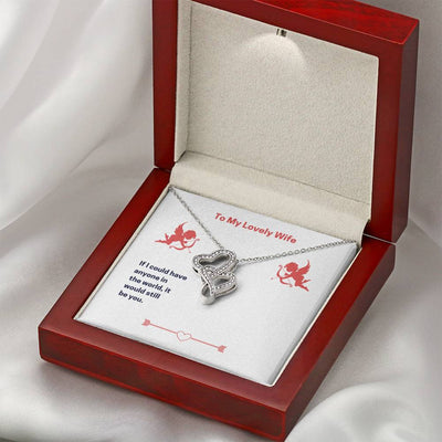 To My Lovely Wife (Valentine's) Twin Hearts Necklace Cz Eternal Bond Pendant From Son Daughter Gift Anniversary Birthday Graduation Mothers Day - Double Hearts Necklace