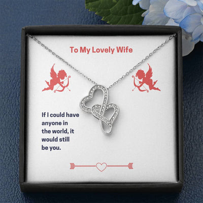 To My Lovely Wife (Valentine's) Twin Hearts Necklace Cz Eternal Bond Pendant From Son Daughter Gift Anniversary Birthday Graduation Mothers Day - Double Hearts Necklace