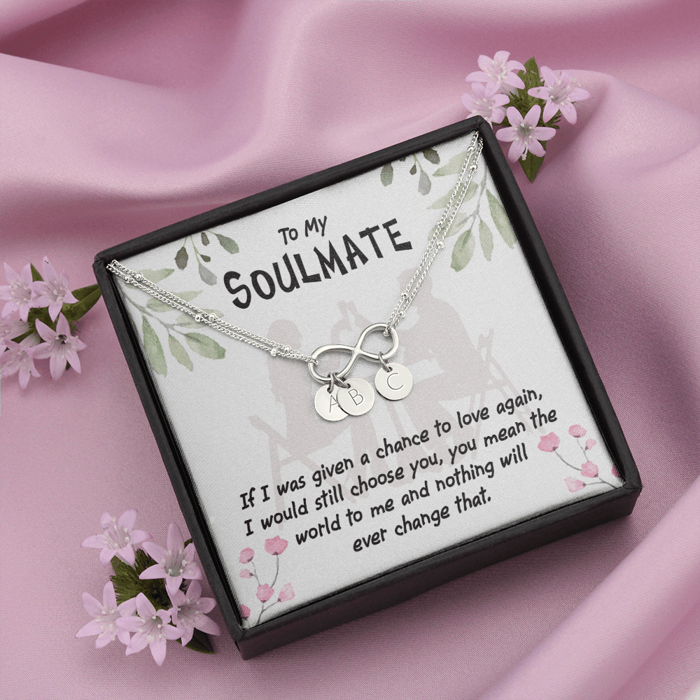 To My Girlfriend You Mean The World Infinity Bracelet With Initial Charms - Infinity Bracelet
