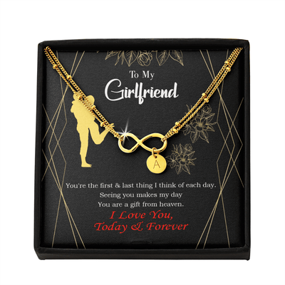 To My Girlfriend You Make My Day Infinity Bracelet With Initial Charms - Infinity Bracelet
