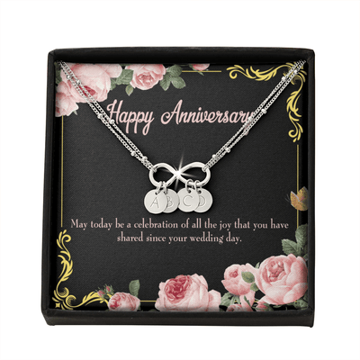 To My Wife Happy Anniversary Infinity Bracelet With Initial Charms - Infinity Bracelet