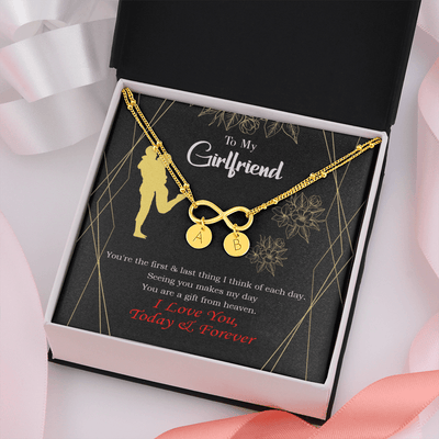 To My Girlfriend You Make My Day Infinity Bracelet With Initial Charms - Infinity Bracelet